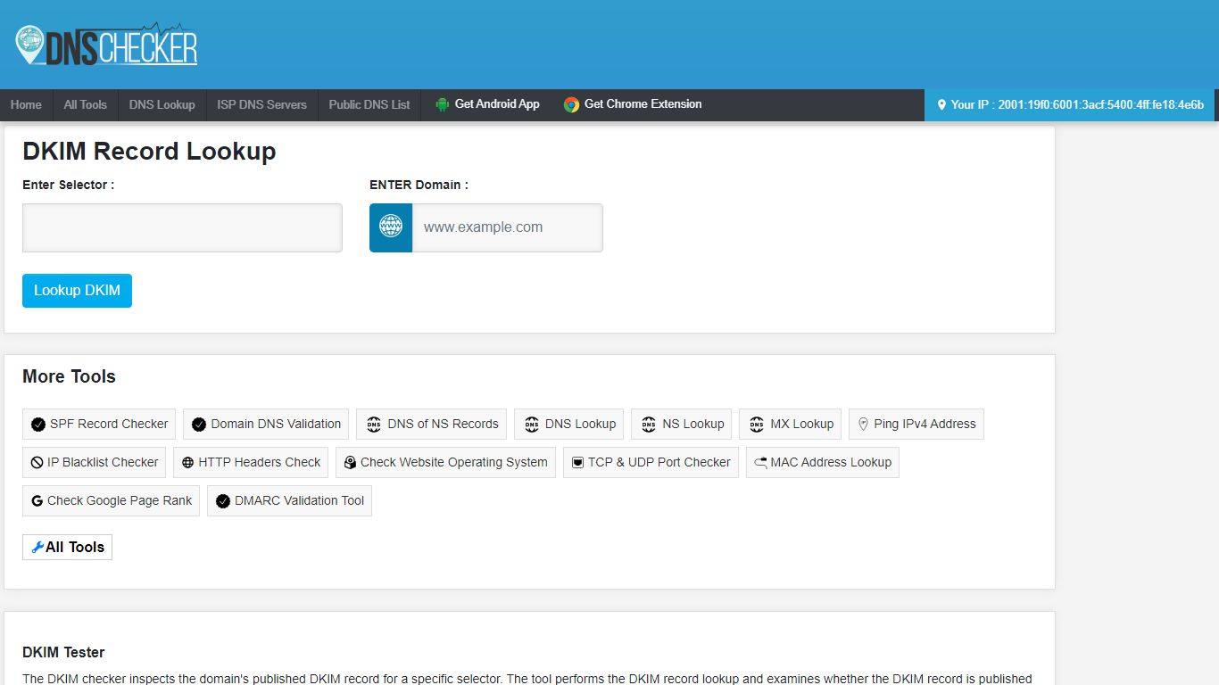 DKIM Record Checker - DKIM - DNS Checker